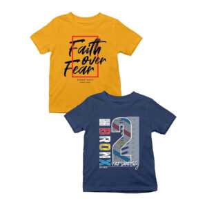 2 unisex printed round neck boys and girls kids t shirts